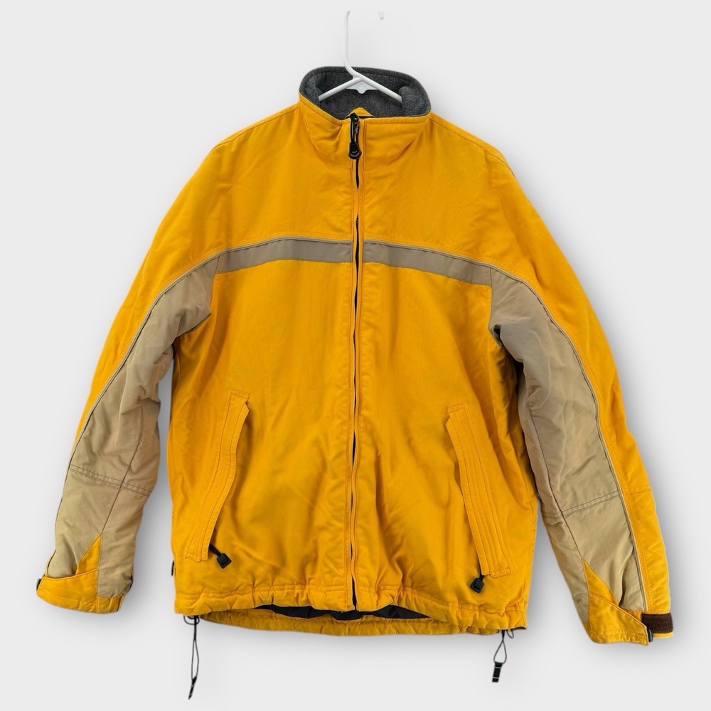 VTG Abercrombie & Fitch Jacket Mens Small Yellow Gray Nylon Fleece Lined Ski